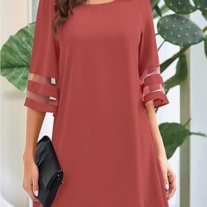 Elegant Women's Dress in Rust Red